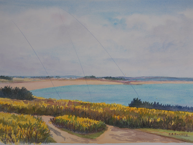 Salomon Alfred BOISECQ : Golfe du Morbihan, Aquarelle originale signée