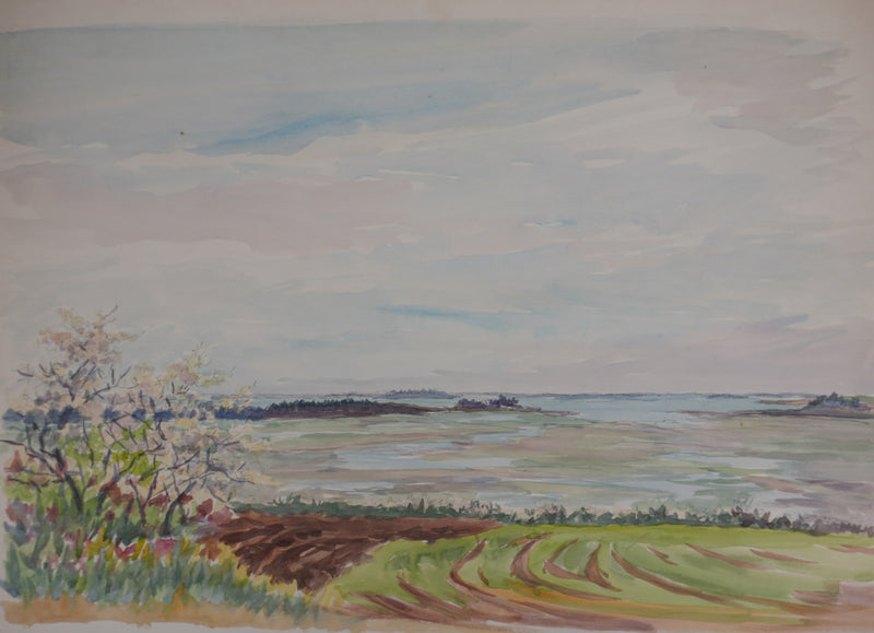 Salomon Alfred BOISECQ : Séné, Golfe du Morbihan, Aquarelle originale signée