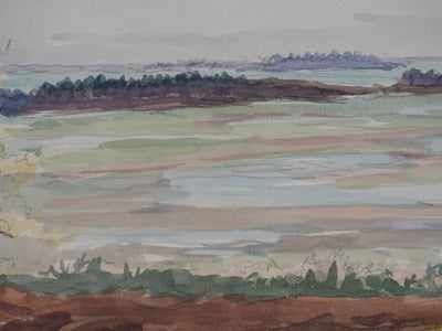 Salomon Alfred BOISECQ : Séné, Golfe du Morbihan, Aquarelle originale signée