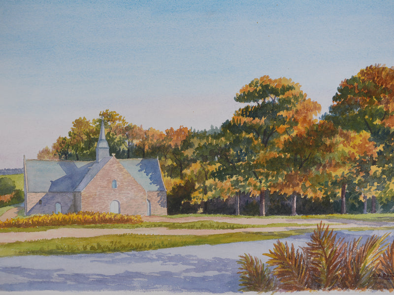 Salomon Alfred BOISECQ : Mûr-de-Bretagne dit Guerlédan, Aquarelle originale signée