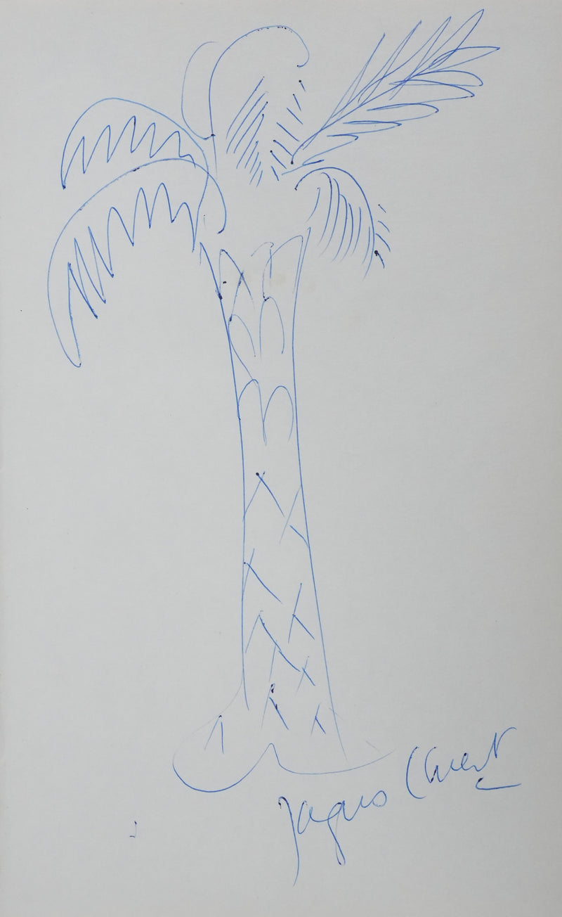 Jacques LAURENT : Le grand palmier, Autographe et dessin original signé