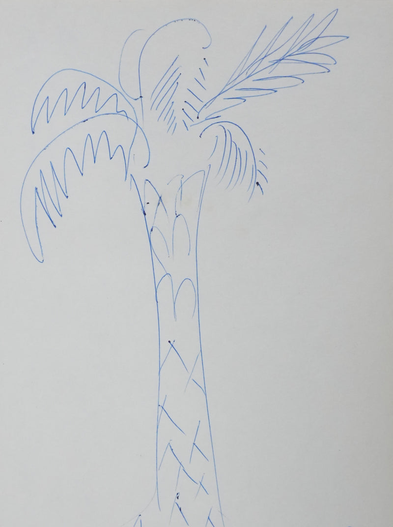 Jacques LAURENT : Le grand palmier, Autographe et dessin original signé