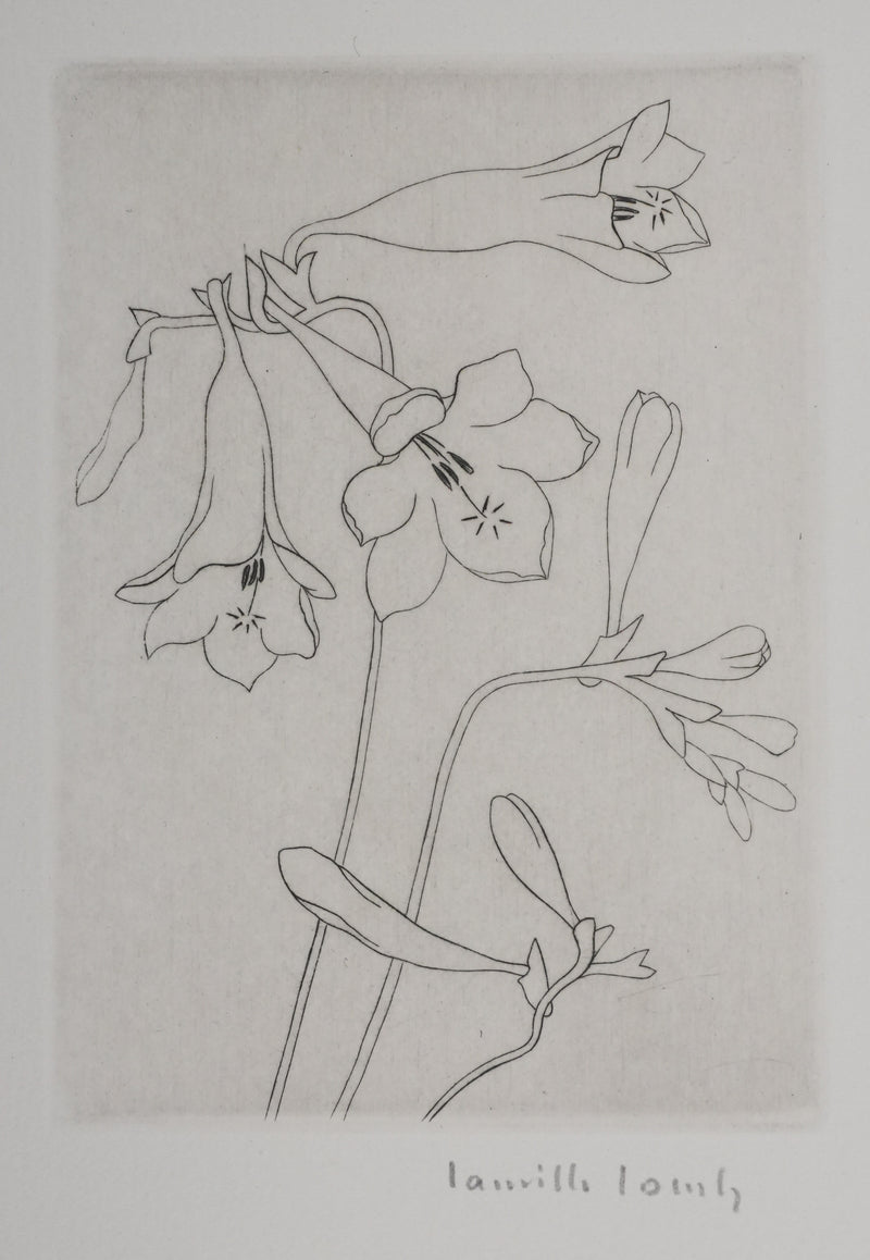Camille COMBE : Silhouette florale, Gravure originale signée
