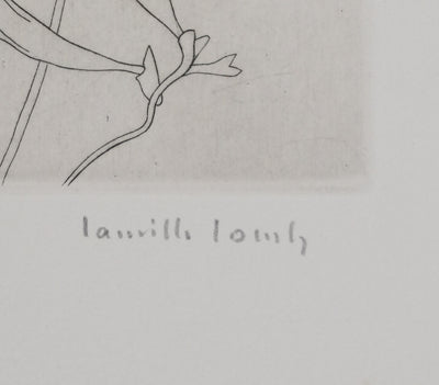 Camille COMBE : Silhouette florale, Gravure originale signée