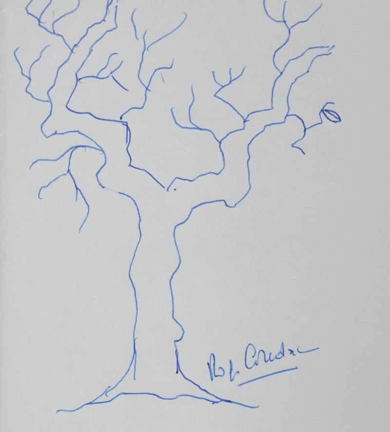Roger COUDERC : Les branches éparses, Autographe et dessin original signé