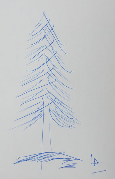 Louis AMADE : Le sapin de la foret, Autographe et dessin original signé
