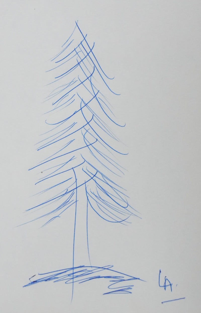 Louis AMADE : Le sapin de la foret, Autographe et dessin original signé