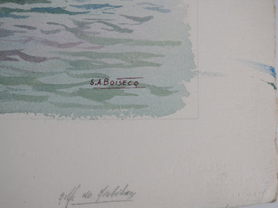 Salomon Alfred BOISECQ : La pêche, Aquarelle originale signée