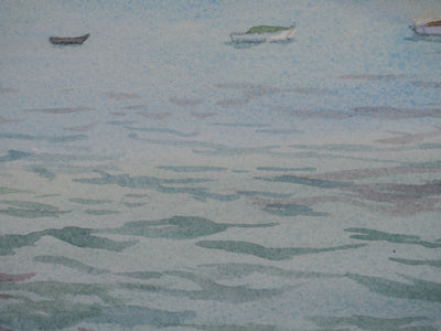 Salomon Alfred BOISECQ : La pêche, Aquarelle originale signée