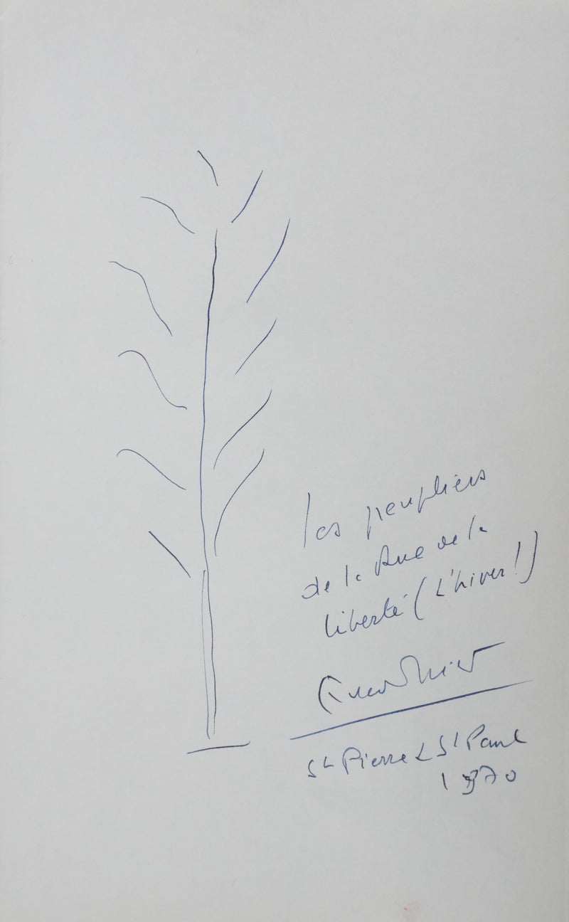 Edmond MICHELET : Les peupliers de la liberté, Autographe et dessin original signé