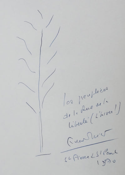 Edmond MICHELET : Les peupliers de la liberté, Autographe et dessin original signé