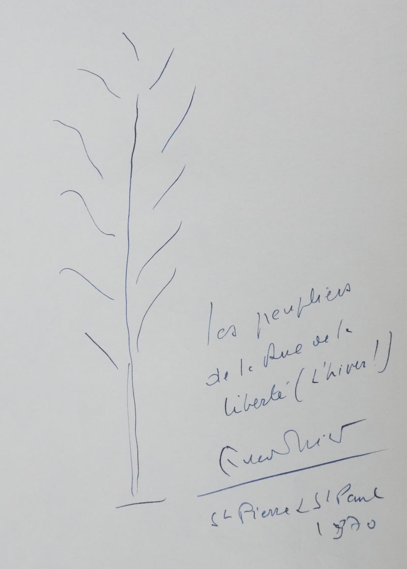 Edmond MICHELET : Les peupliers de la liberté, Autographe et dessin original signé