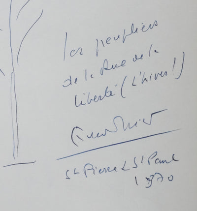 Edmond MICHELET : Les peupliers de la liberté, Autographe et dessin original signé