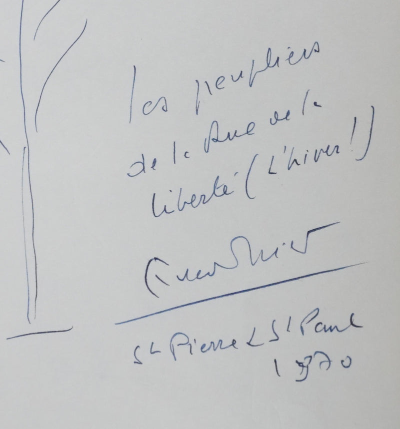 Edmond MICHELET : Les peupliers de la liberté, Autographe et dessin original signé