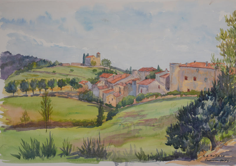 Salomon Alfred BOISECQ : Petit village varois, Aquarelle originale signée