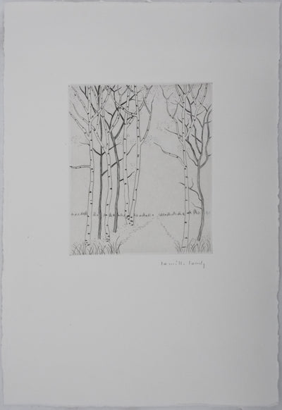 Camille COMBE : Forêt légère, Gravure originale signée