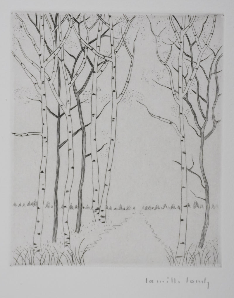 Camille COMBE : Forêt légère, Gravure originale signée