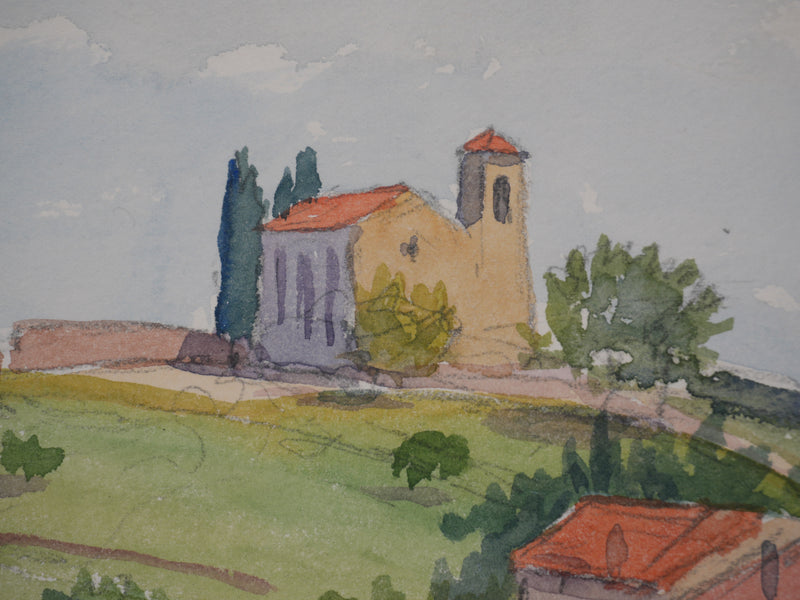 Salomon Alfred BOISECQ : Petit village varois, Aquarelle originale signée