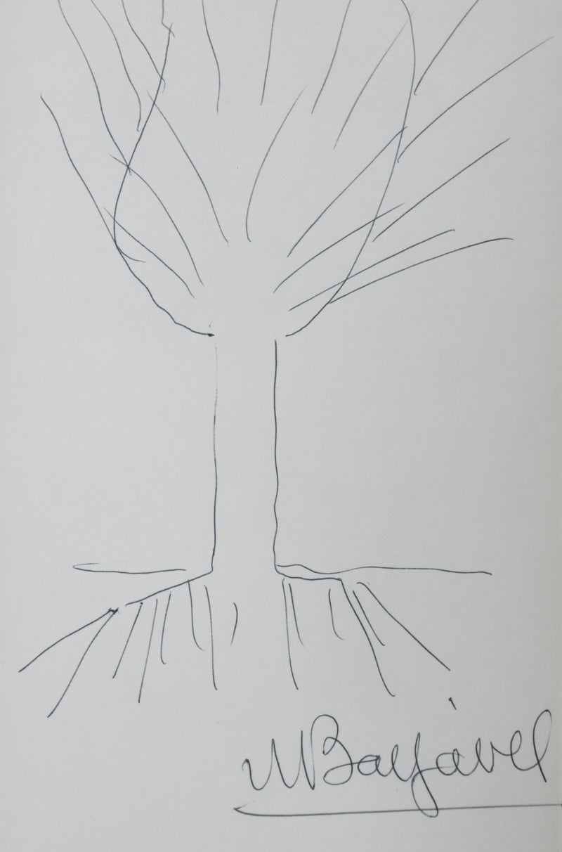 René BARJAVEL : Les racines de la terre, Autographe et dessin original signé