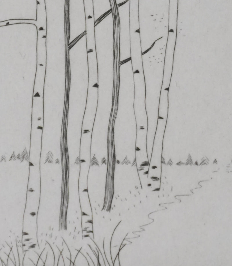 Camille COMBE : Forêt légère, Gravure originale signée