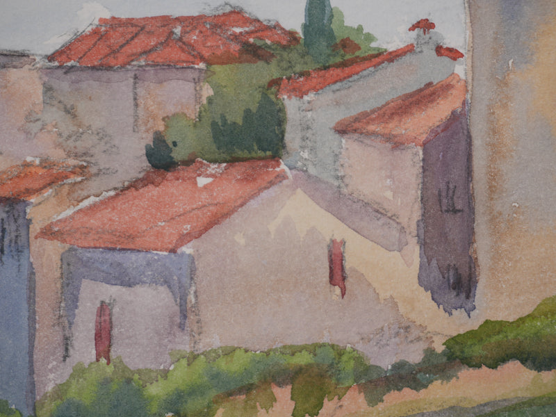 Salomon Alfred BOISECQ : Petit village varois, Aquarelle originale signée