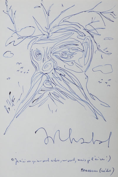Jean-Pierre CHABROL : Je n'ai vu qu'un seul arbre, Autographe et dessin original signé
