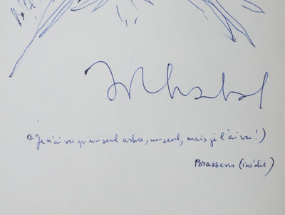 Jean-Pierre CHABROL : Je n'ai vu qu'un seul arbre, Autographe et dessin original signé