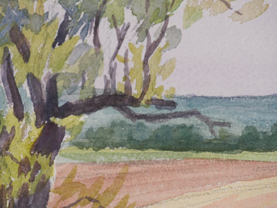 Salomon Alfred BOISECQ : Champs à Régusse, Aquarelle originale signée