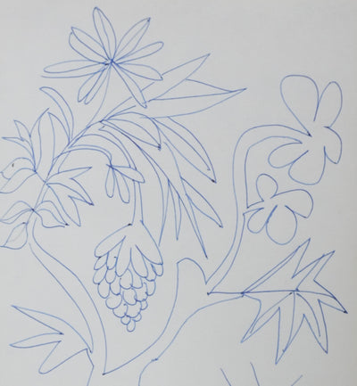 Christian MEGRET : Arbre au coucher de soleil, Autographe et dessin original signé