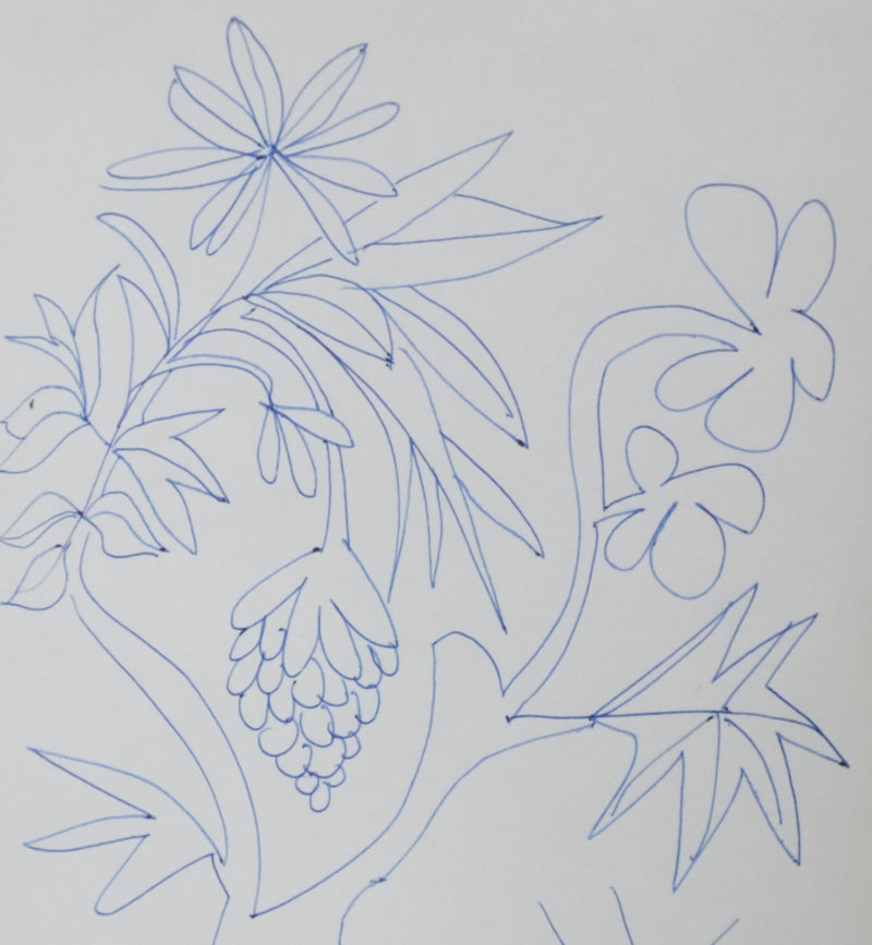 Christian MEGRET : Arbre au coucher de soleil, Autographe et dessin original signé