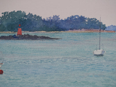 Salomon Alfred BOISECQ : Les voiliers, Aquarelle originale signée