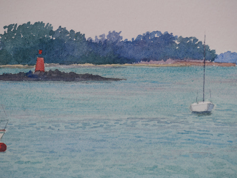 Salomon Alfred BOISECQ : Les voiliers, Aquarelle originale signée