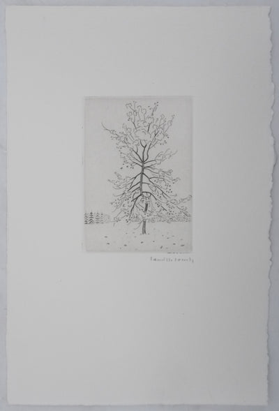 Camille COMBE : L'arbre sur la route, Gravure originale signée