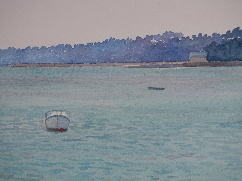 Salomon Alfred BOISECQ : Les voiliers, Aquarelle originale signée