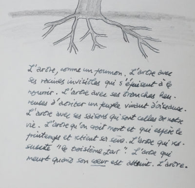 S LESBRON : L'arbre comme un poumon, Autographe et dessin original signé