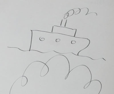 Georges BRASSENS : Le bateau sur l'arbre, Autographe et dessin original signé