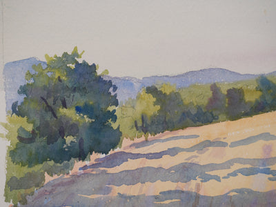 Salomon Alfred BOISECQ : Le champs, Le manoir de Régusse, Aquarelle originale signée
