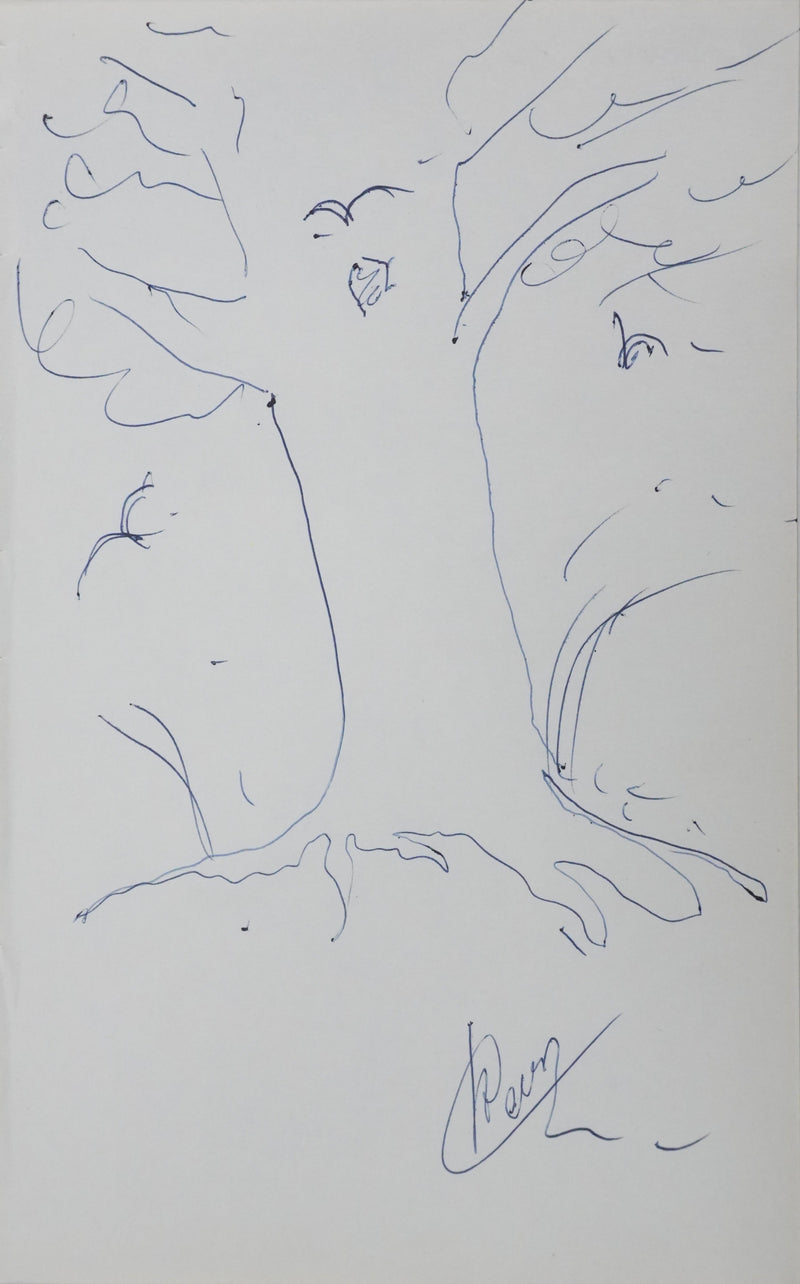 Raymond DEVOS : Le tronc bleu, Autographe et dessin original signé