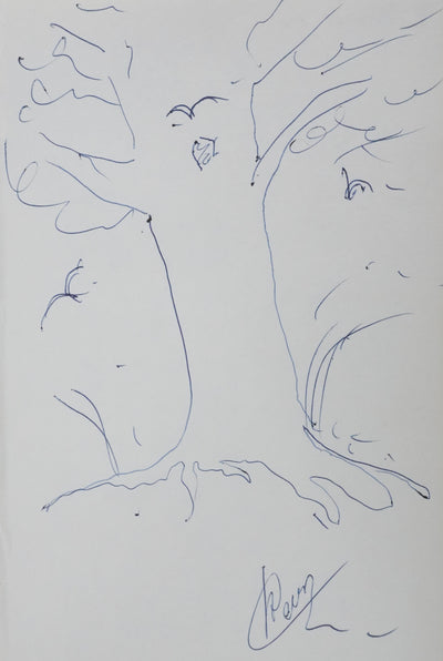 Raymond DEVOS : Le tronc bleu, Autographe et dessin original signé