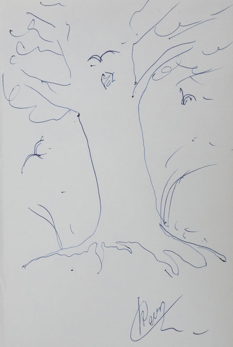 Raymond DEVOS : Le tronc bleu, Autographe et dessin original signé