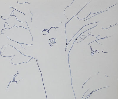 Raymond DEVOS : Le tronc bleu, Autographe et dessin original signé