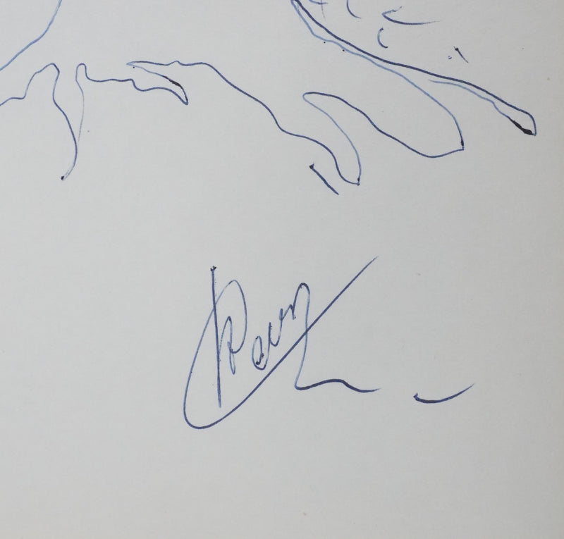 Raymond DEVOS : Le tronc bleu, Autographe et dessin original signé