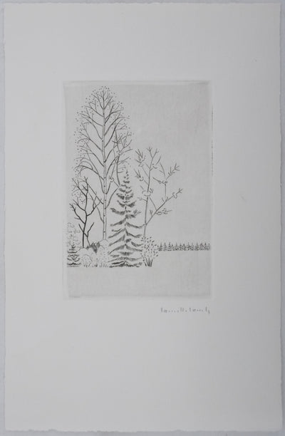 Camille COMBE : Entre les branches, Gravure originale signée