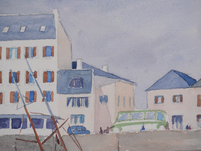Salomon Alfred BOISECQ : Port Maria, Quiberon, Aquarelle originale signée