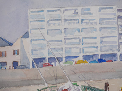 Salomon Alfred BOISECQ : Port Maria, Quiberon, Aquarelle originale signée