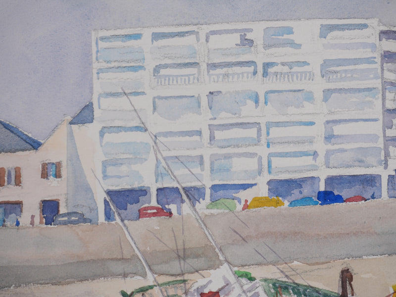 Salomon Alfred BOISECQ : Port Maria, Quiberon, Aquarelle originale signée