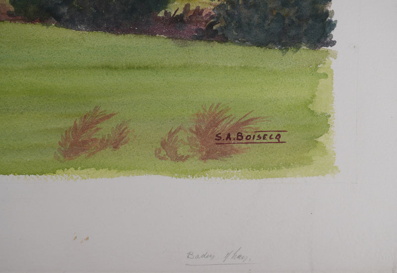 Salomon Alfred BOISECQ : Vue sur le clocher, Aquarelle originale signée