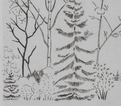 Camille COMBE : Entre les branches, Gravure originale signée