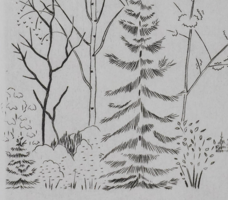 Camille COMBE : Entre les branches, Gravure originale signée