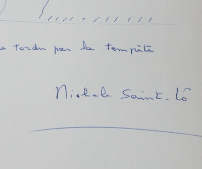 Michèle SAINT LO : Un arbre tordu par la tempête, Autographe et dessin original signé